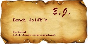 Bondi Jolán névjegykártya