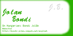 jolan bondi business card